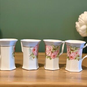 RSGermany Hand Painted Optic Panel Demitasse Cups 2”x3”- SET OF 4